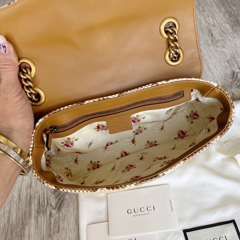 SOLD▪️Gucci Marmont Raffia Snake Crossbody Bag - Picture 6 of 15